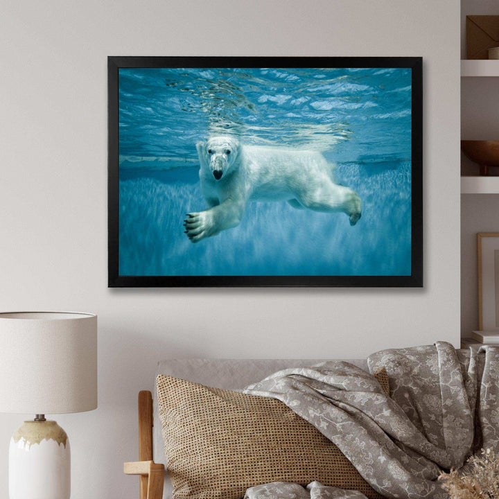 Polar Bear Swimming under Water