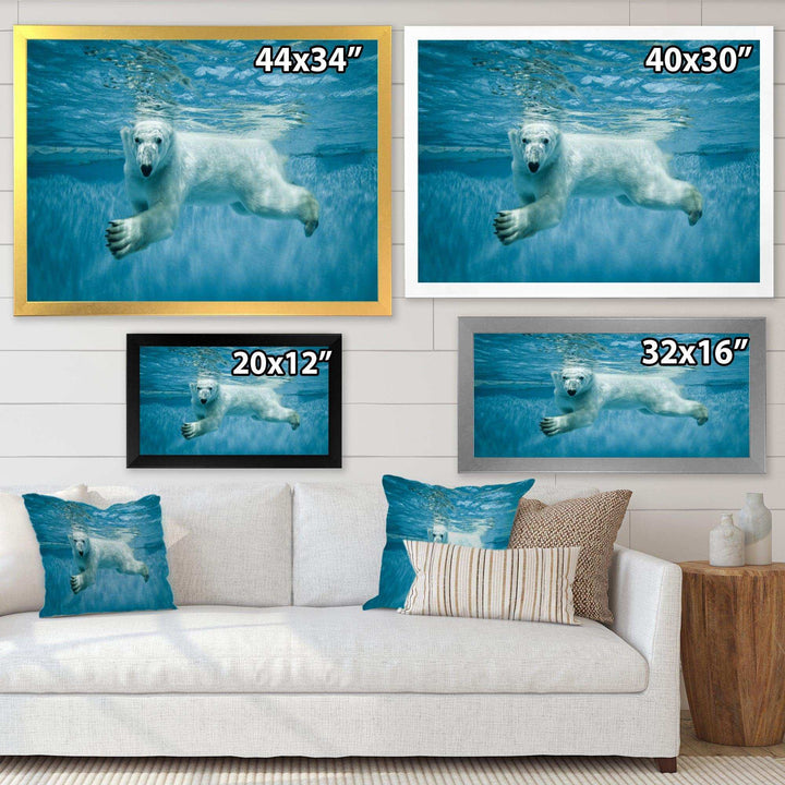 Polar Bear Swimming under Water