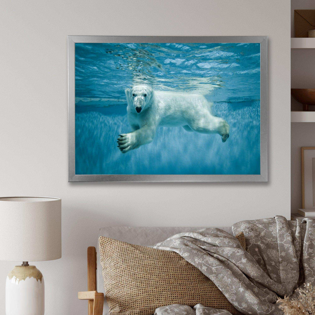 Polar Bear Swimming under Water