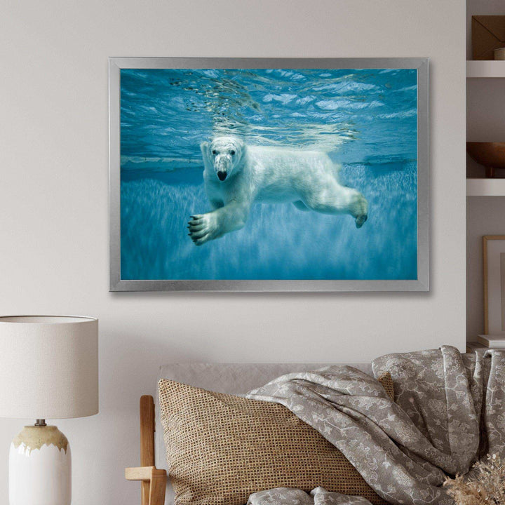 Polar Bear Swimming under Water