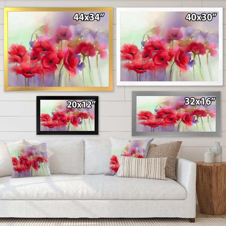 Watercolor Red Poppy Flowers Painting