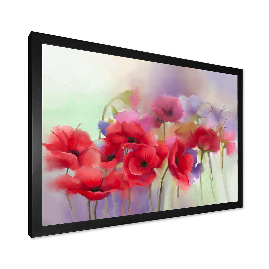 Watercolor Red Poppy Flowers Painting