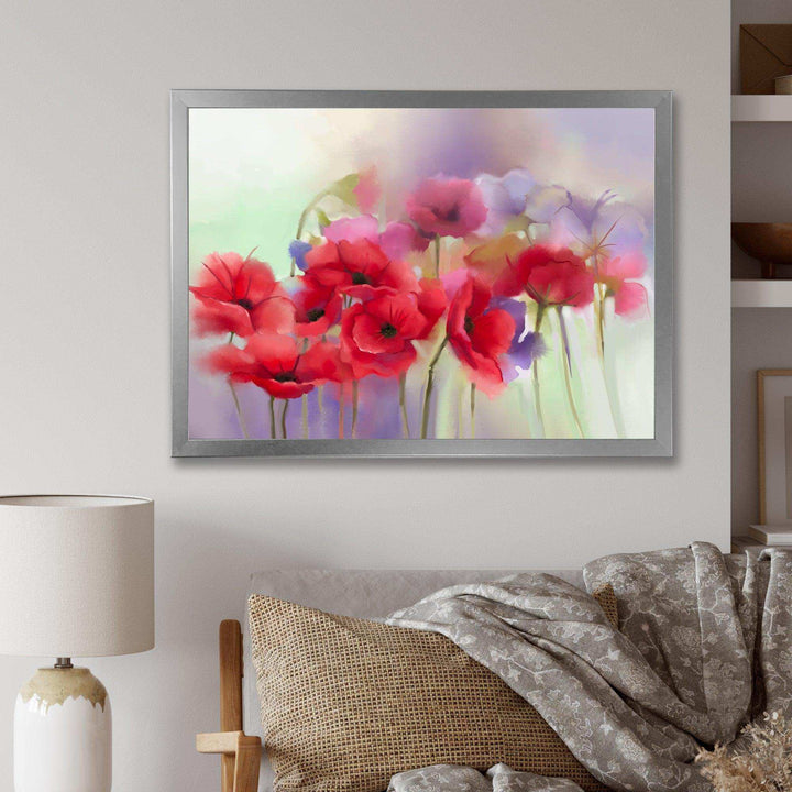 Watercolor Red Poppy Flowers Painting