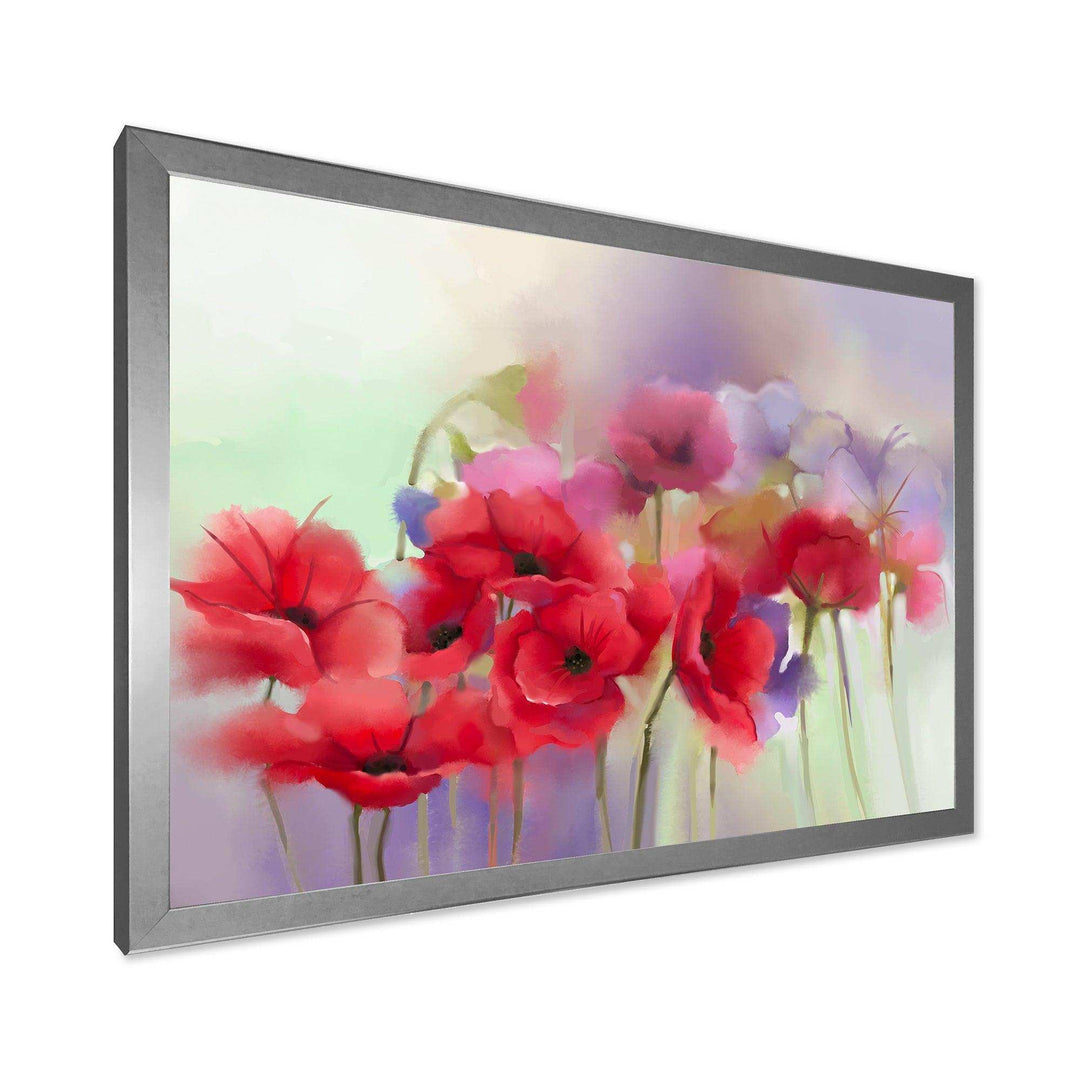 Watercolor Red Poppy Flowers Painting