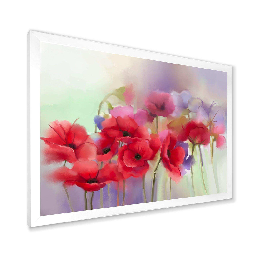 Watercolor Red Poppy Flowers Painting