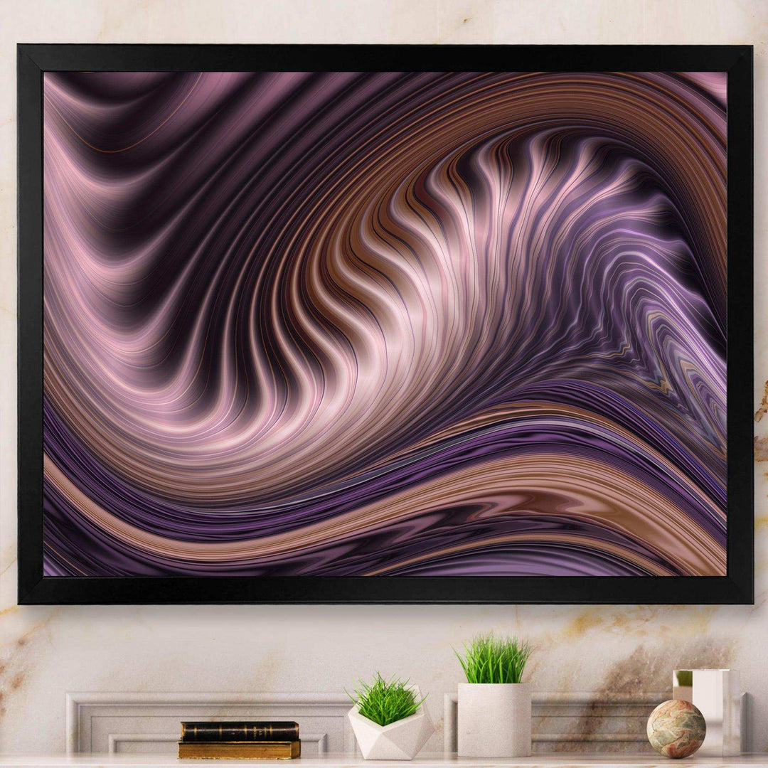 Purple Waves Fractal Wall Art - Modern Bedroom Wall Art