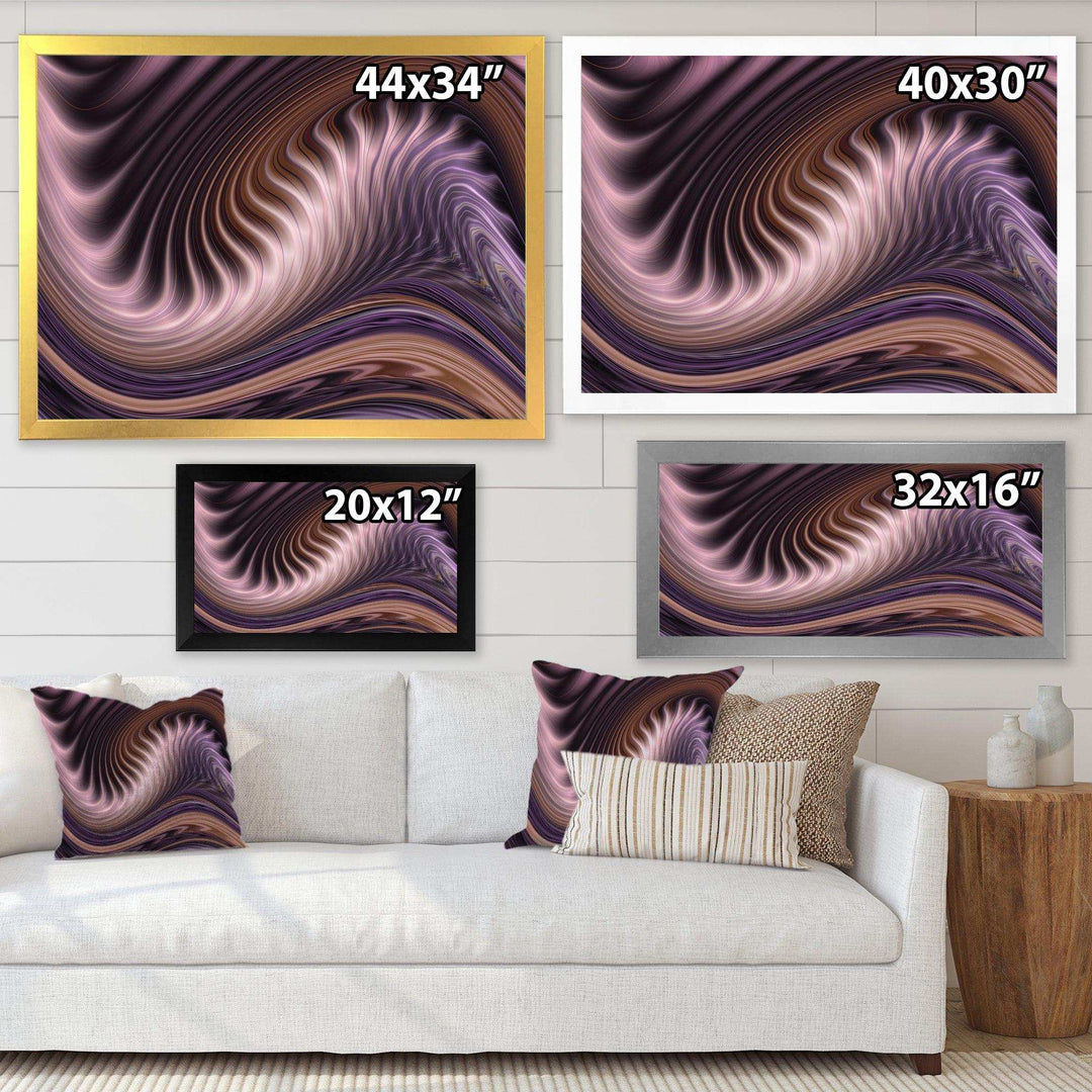 Purple Waves Fractal Wall Art - Modern Bedroom Wall Art