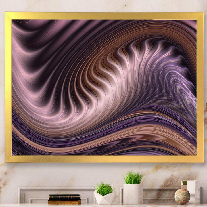 Purple Waves Fractal Wall Art - Modern Bedroom Wall Art