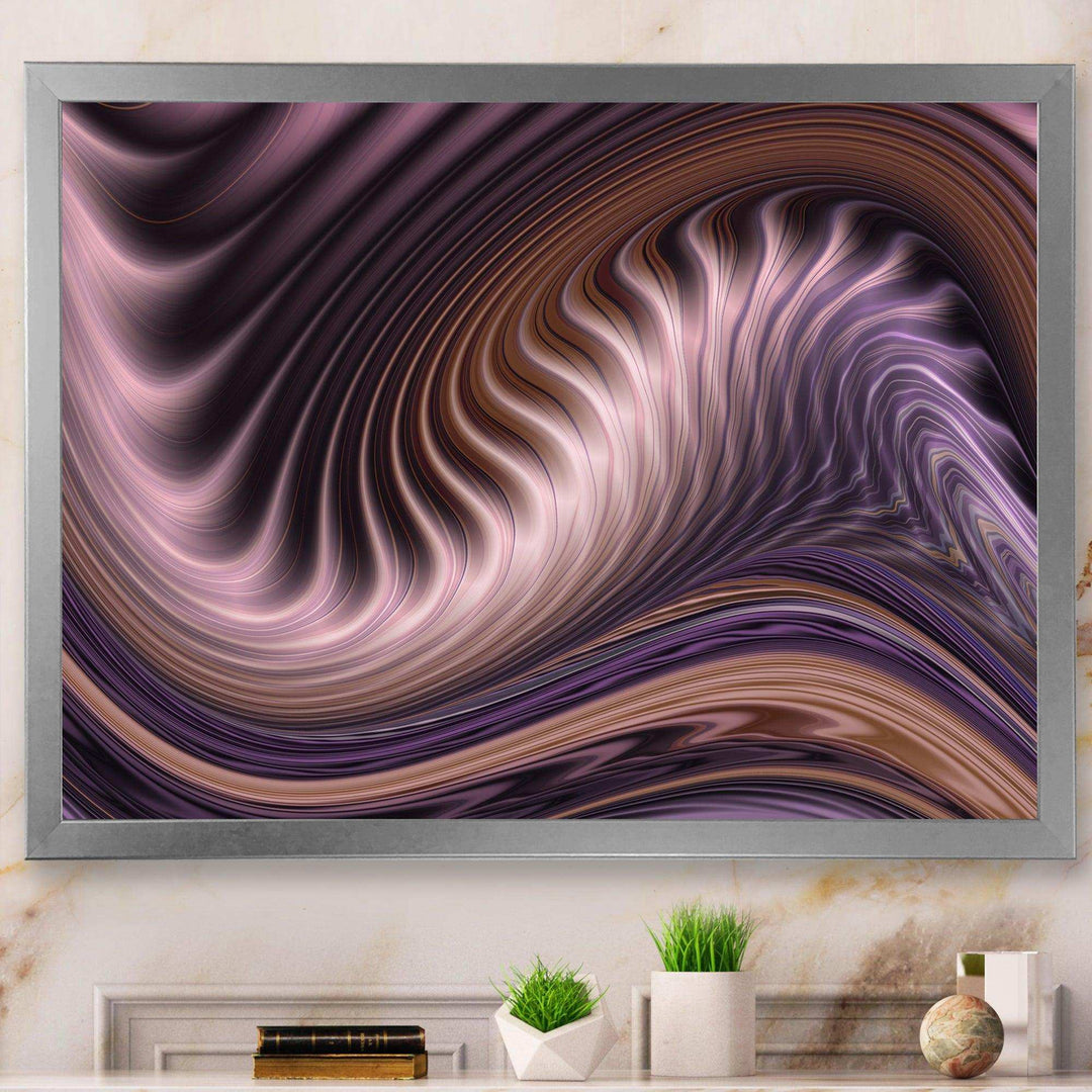 Purple Waves Fractal Wall Art - Modern Bedroom Wall Art