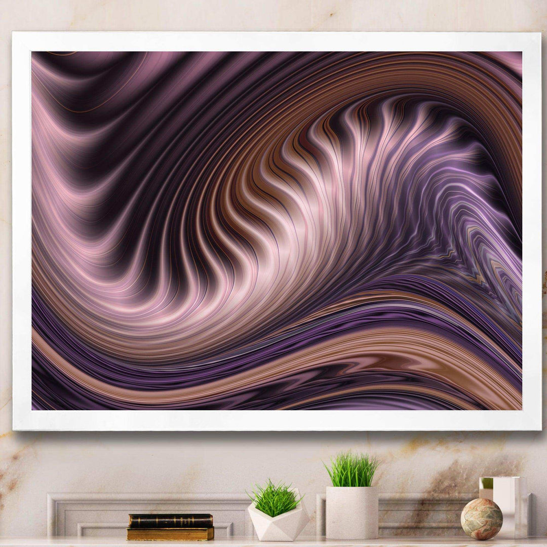 Purple Waves Fractal Wall Art - Modern Bedroom Wall Art