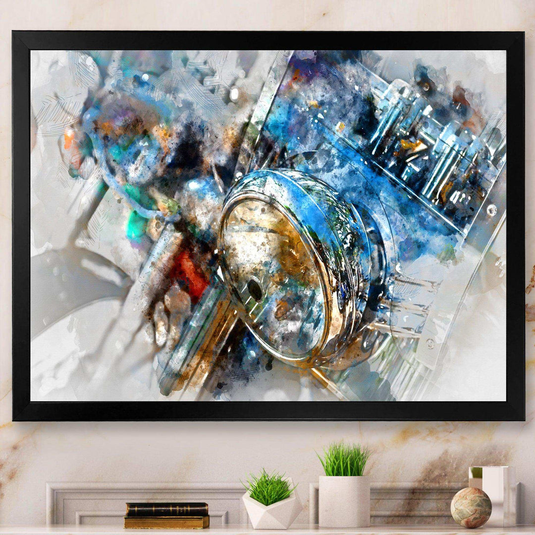 Motorcycle Headlight Watercolor - Modern Bedroom Wall Art