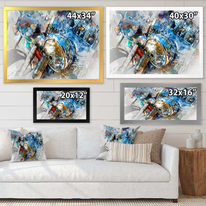 Motorcycle Headlight Watercolor - Modern Bedroom Wall Art
