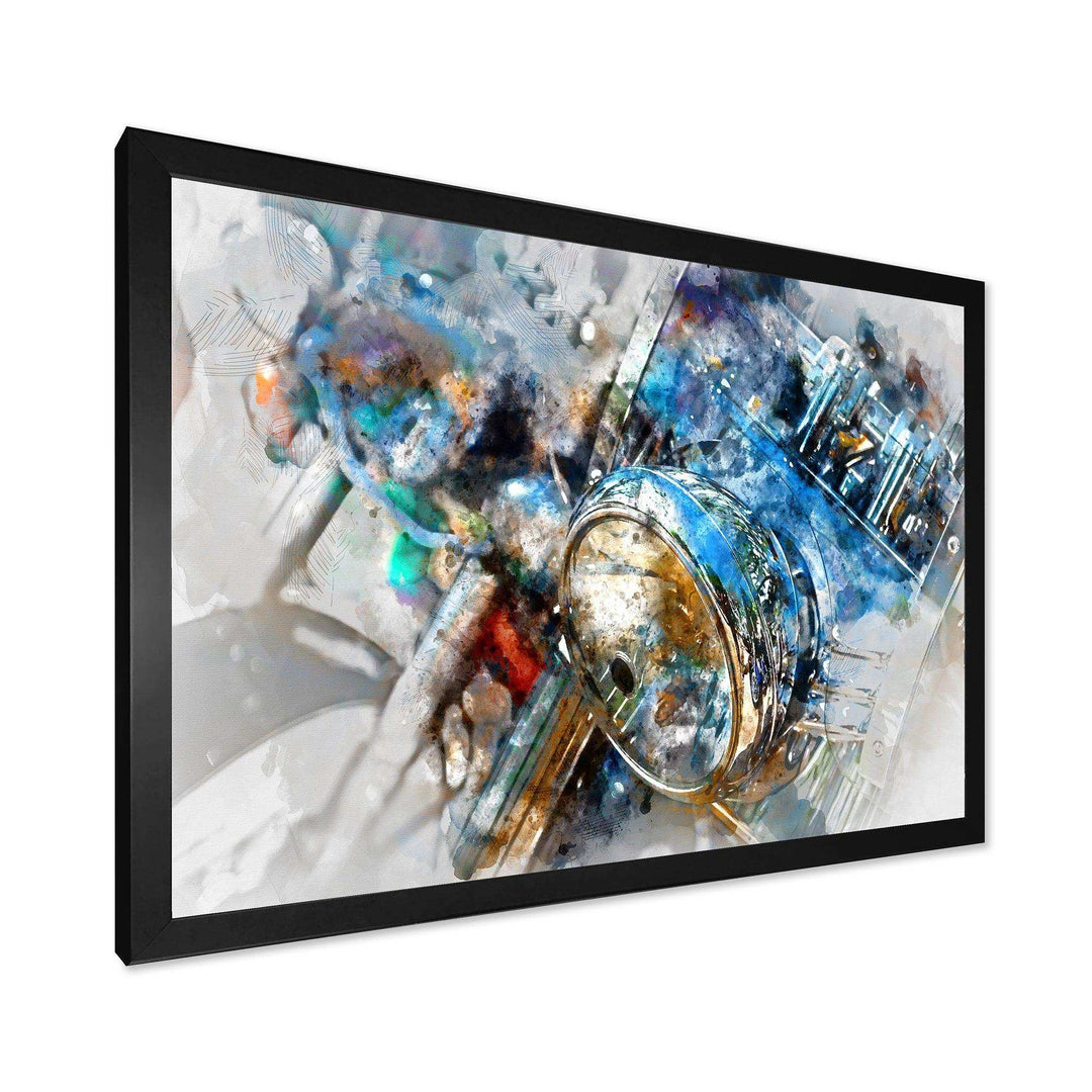 Motorcycle Headlight Watercolor - Modern Bedroom Wall Art