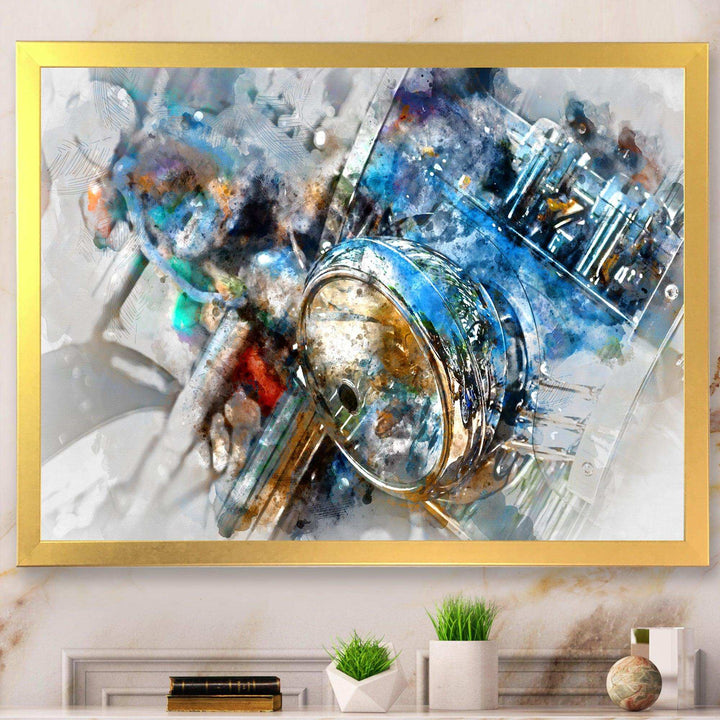Motorcycle Headlight Watercolor - Modern Bedroom Wall Art