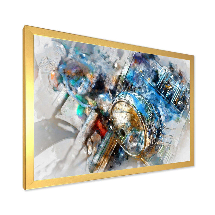 Motorcycle Headlight Watercolor - Modern Bedroom Wall Art