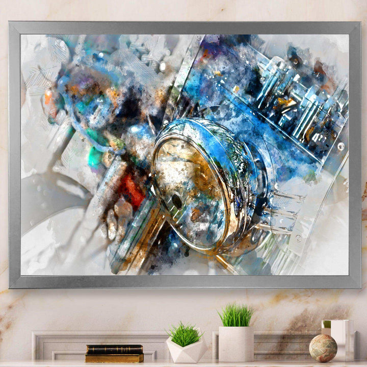 Motorcycle Headlight Watercolor - Modern Bedroom Wall Art