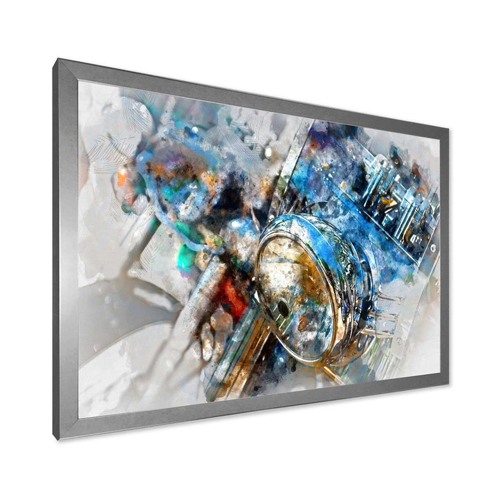 Motorcycle Headlight Watercolor - Modern Bedroom Wall Art