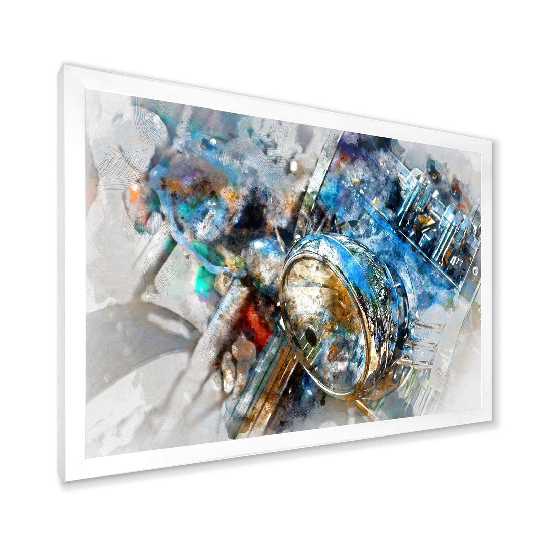 Motorcycle Headlight Watercolor - Modern Bedroom Wall Art