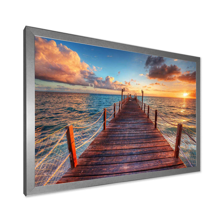 Sunset over Wooden Sea Pier