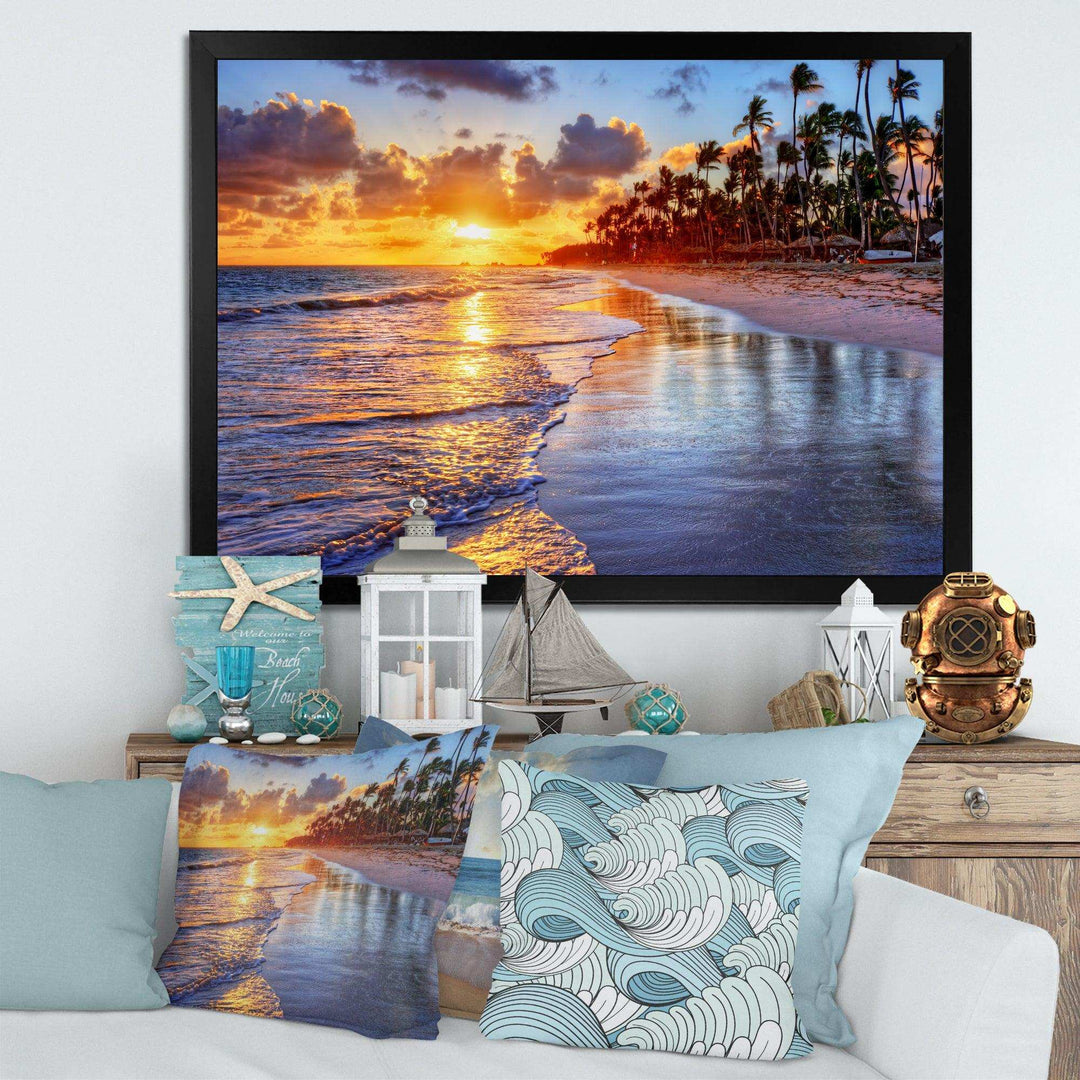 Beach Side Resort With Palm Trees