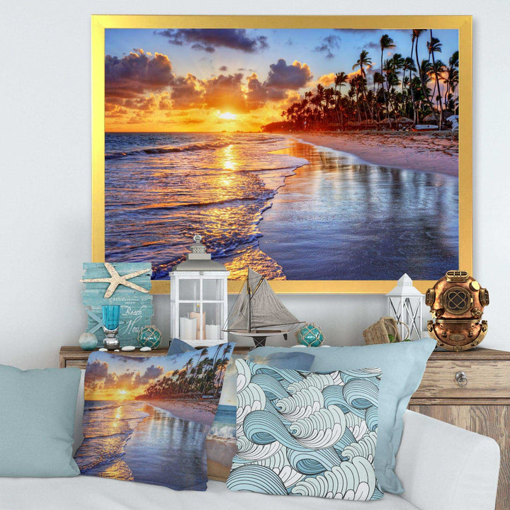 Beach Side Resort With Palm Trees