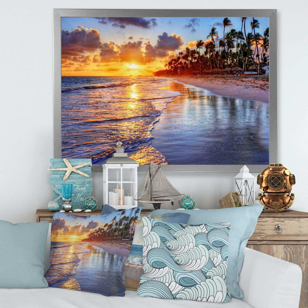 Beach Side Resort With Palm Trees