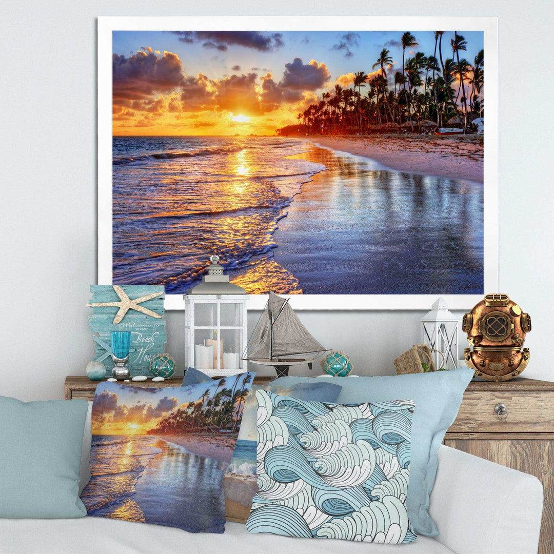 Beach Side Resort With Palm Trees