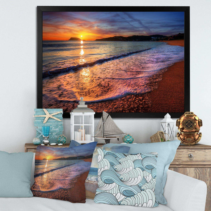 Foaming Waves at Beautiful Sunset
