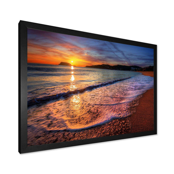 Foaming Waves at Beautiful Sunset