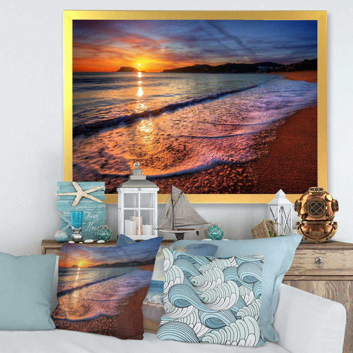 Foaming Waves at Beautiful Sunset