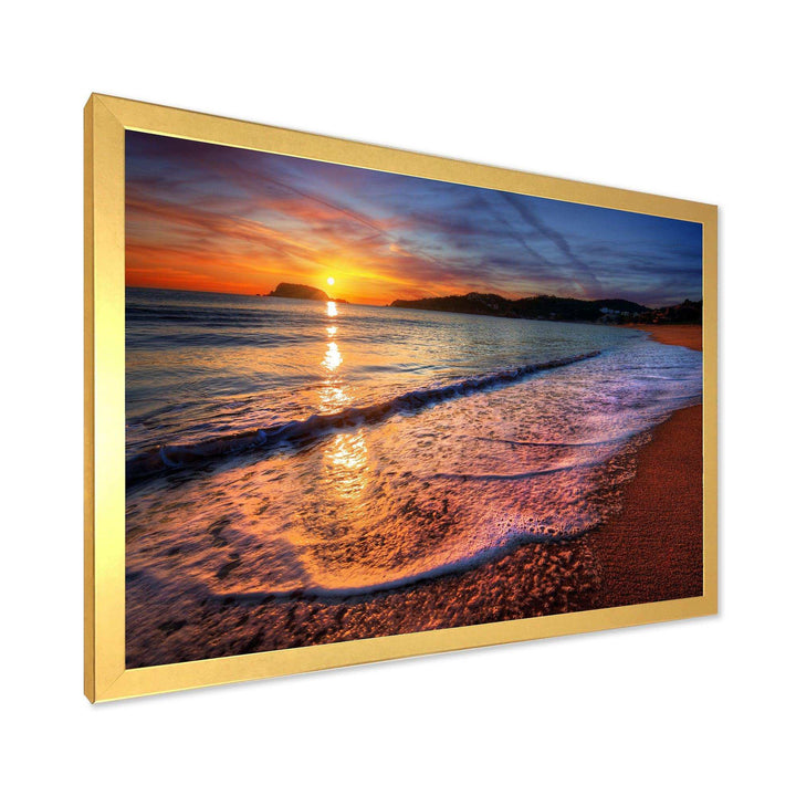 Foaming Waves at Beautiful Sunset