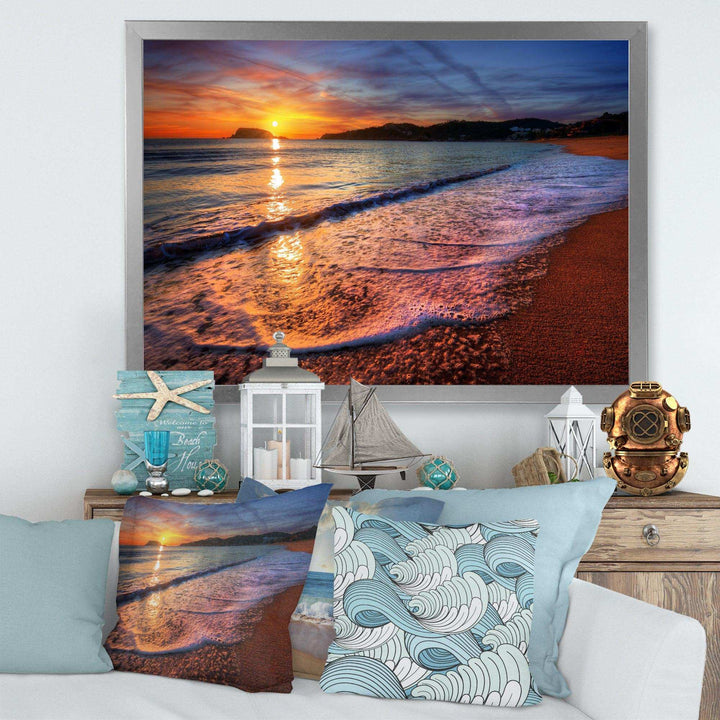 Foaming Waves at Beautiful Sunset