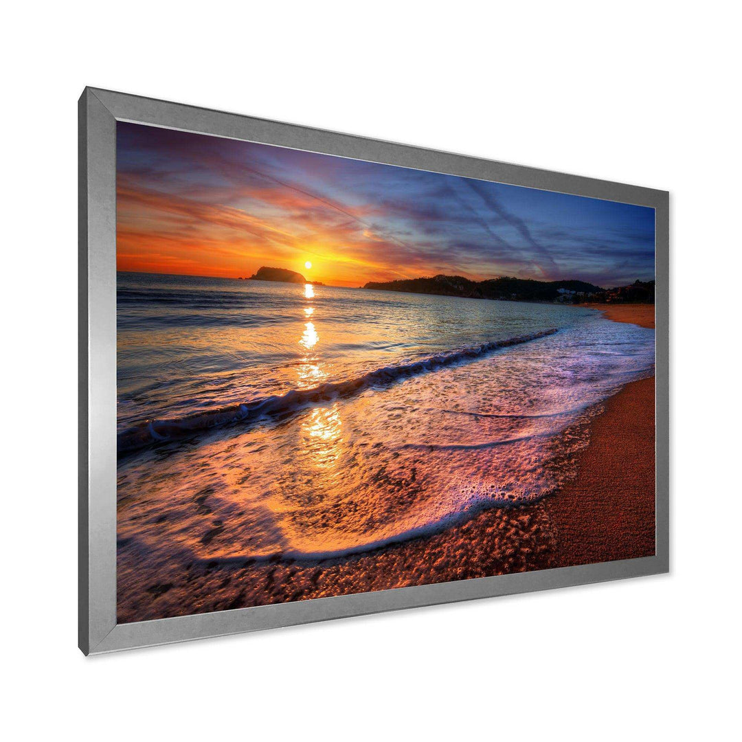 Foaming Waves at Beautiful Sunset