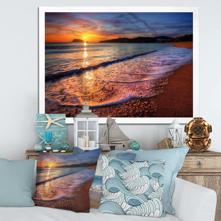 Foaming Waves at Beautiful Sunset