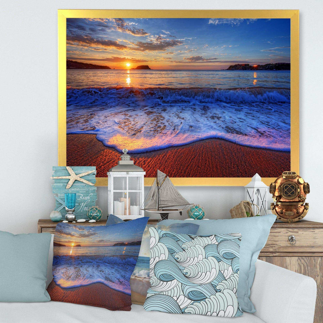 Blue Waves on Sandy Beach