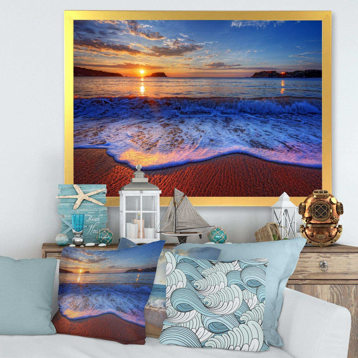 Blue Waves on Sandy Beach