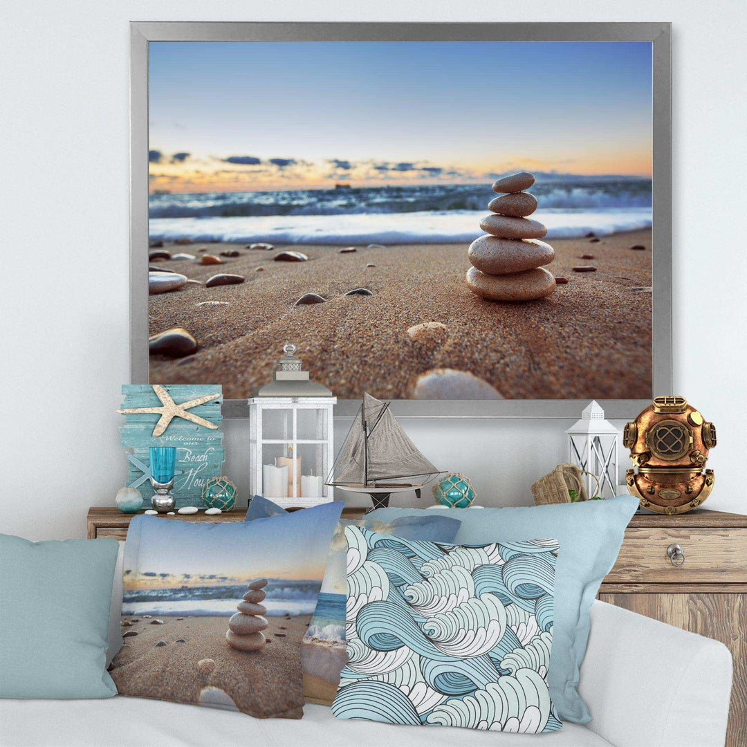 Stones Balance on Sandy Beach