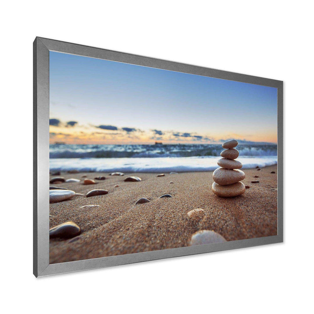 Stones Balance on Sandy Beach