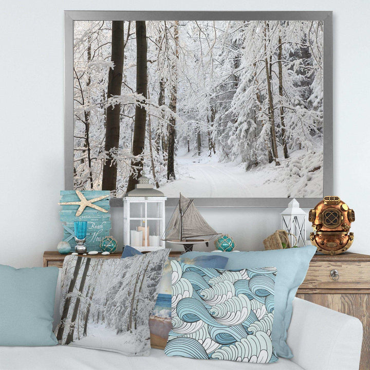Dense Winter Forest and Lane