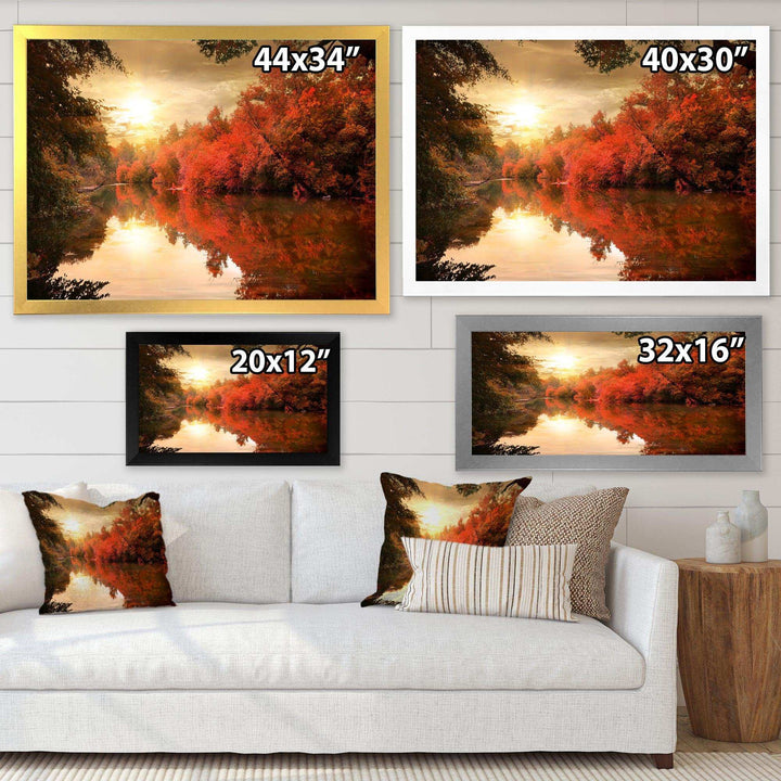 Colorful Fall Sunset over River