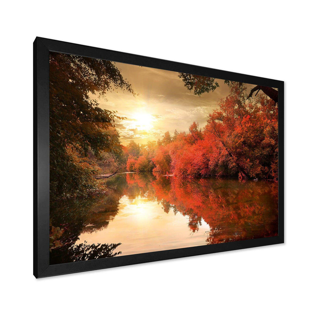 Colorful Fall Sunset over River