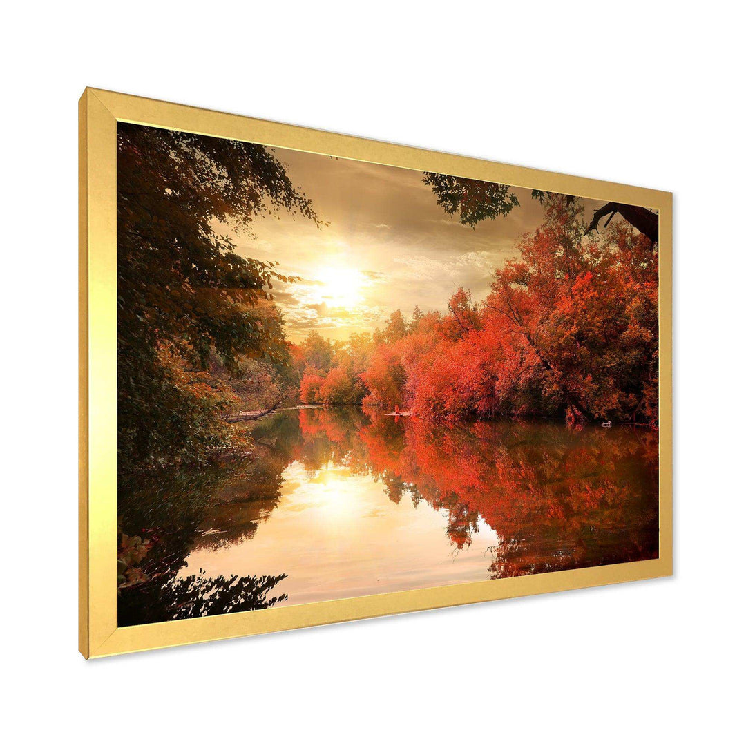 Colorful Fall Sunset over River