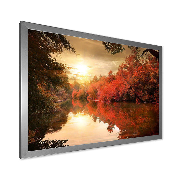 Colorful Fall Sunset over River