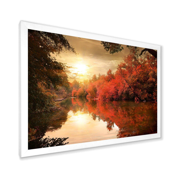 Colorful Fall Sunset over River