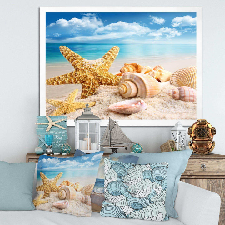 Starfish and Seashells on Beach