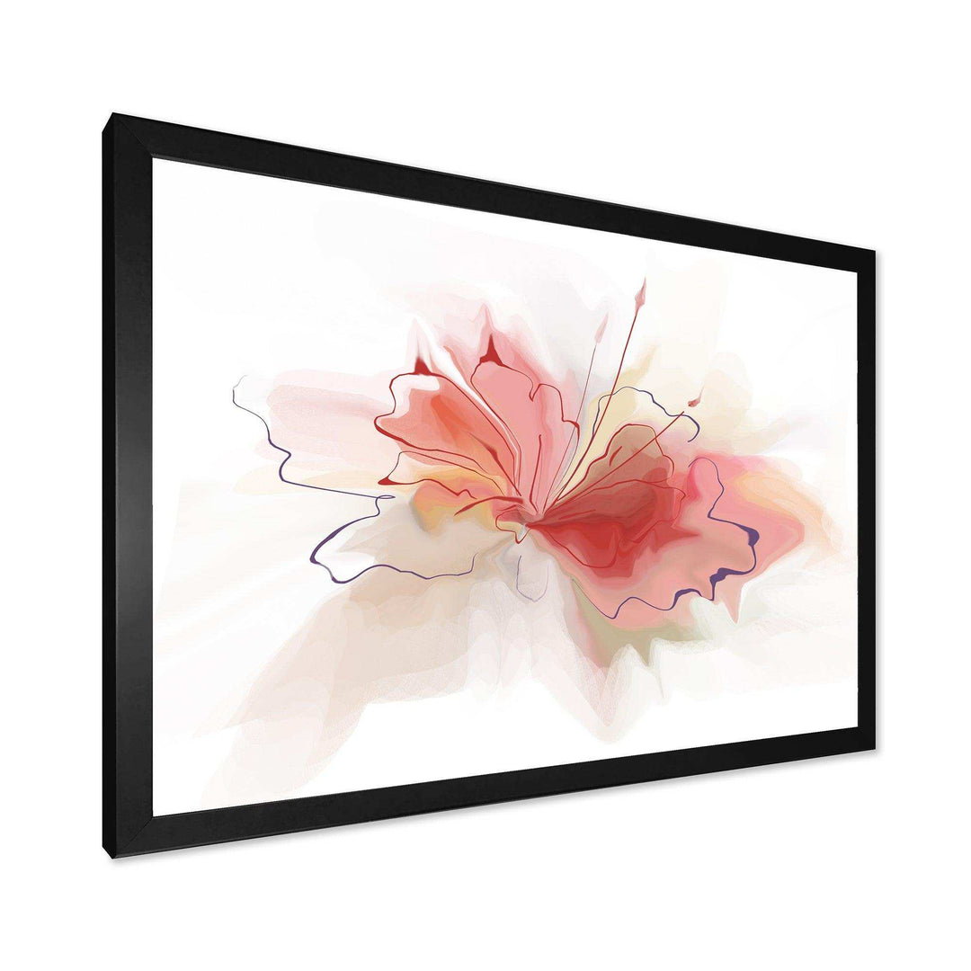 Pink Watercolor Flower Sketch - Floral Living Room Wall Decor