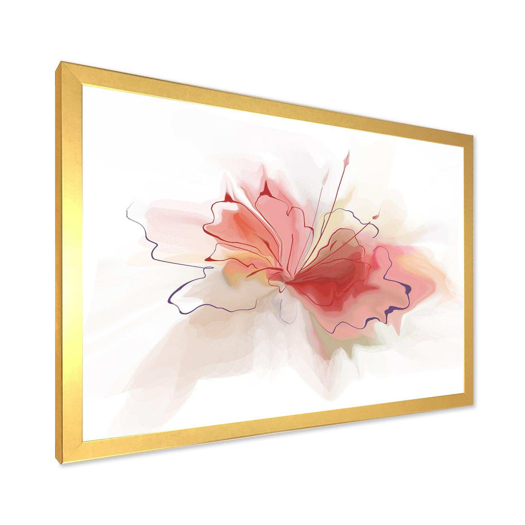 Pink Watercolor Flower Sketch - Floral Living Room Wall Decor