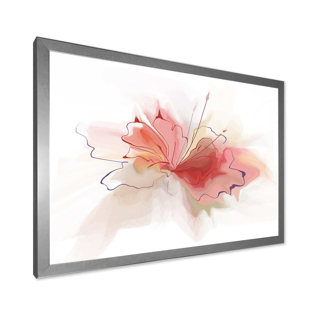 Pink Watercolor Flower Sketch - Floral Living Room Wall Decor