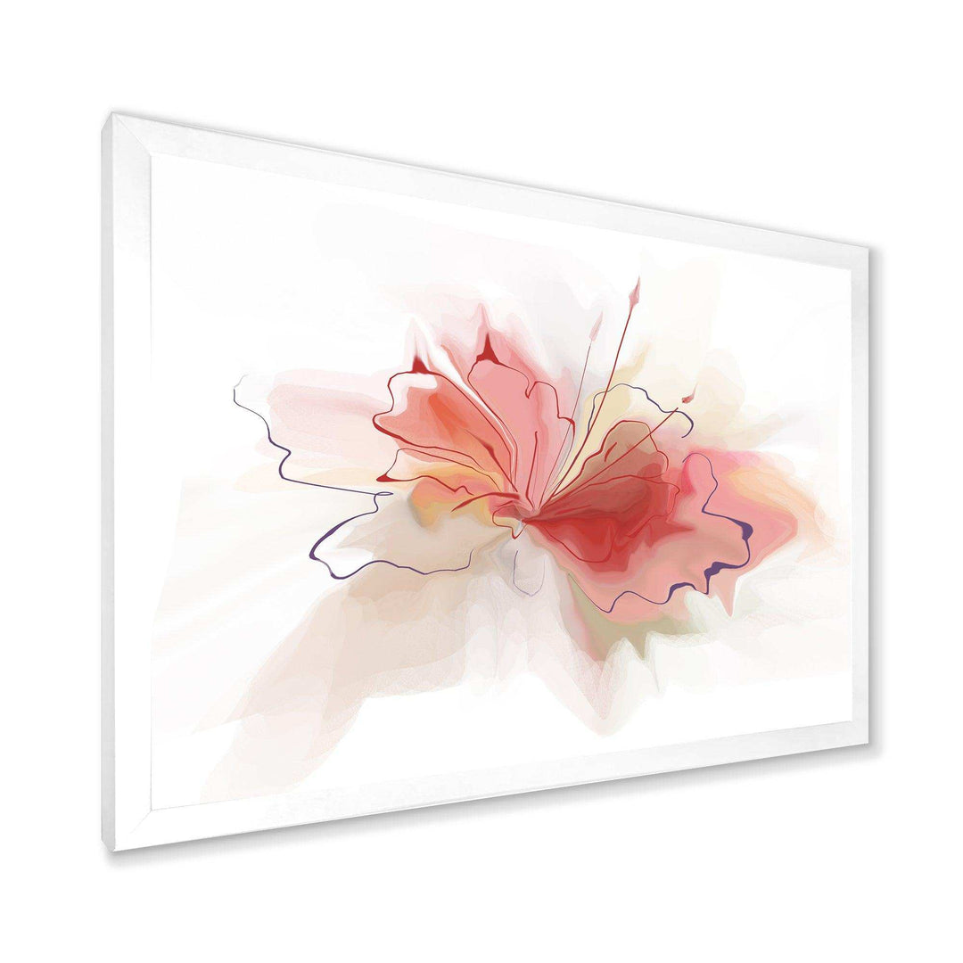 Pink Watercolor Flower Sketch - Floral Living Room Wall Decor