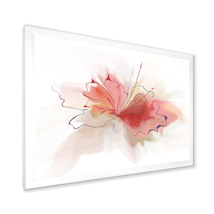 Pink Watercolor Flower Sketch - Floral Living Room Wall Decor